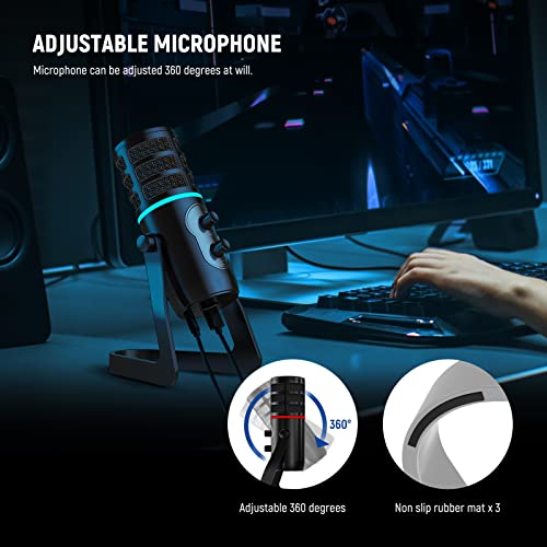 Neewer Usb Gaming Microphone With Rgb Light Effect, 4 Pickup Patterns, Monitor Headphone Jack, One Click Mute/Gain, Plug&Play Cardioid Condenser Mic For Pc Mac Ps4 Ps5, Streaming Twitch, Cm27 #TOP6