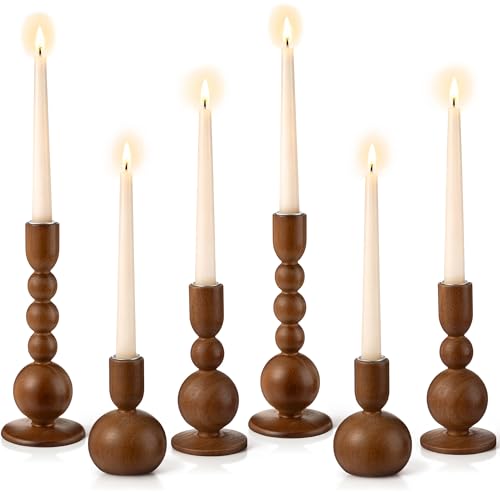 Tanlade 6 Pcs,Brown Wooden Candle Holders for Pillar Candle Stands by Tanlade - Used condition - US$37.99