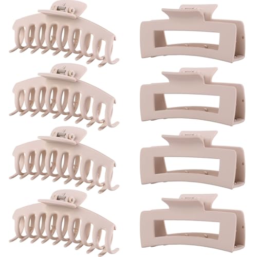 Blond Hair Clips for Women - 8 Pack 4.3 Inch Large Matte Banana Claw Clips for Women Thin Thick Curly Hair, Big Strong Hold jaw