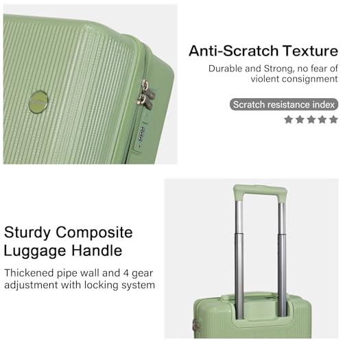 Image of Luggage Sets 3 Piece (20 /24 /28 inch)-Carry On Suitcase-Suitcase With Wheels-PC+ABS - Hardside Spinner Travel Luggage, Black, 7 Pcs Set, Hardside Luggage Sets With Spinner Wheels (GREEN)