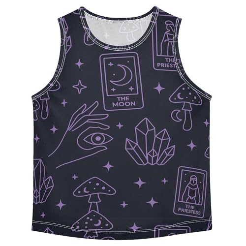 Witchy Mushrooms Purple Boys Athletic Tank Top Sleeveless Kids Vest Toddler Undershirts for Fitness Travel Swim 3T