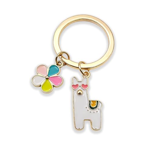 Zynara Alpaka Schlüsselanhänger, Regenbogen Glücksbringer Geschenk, Lama Geschenk für Frauen Mädchen,Auto Schlüsselanhänger, Weihnachtsgeschenke Geburtstag Einschulung