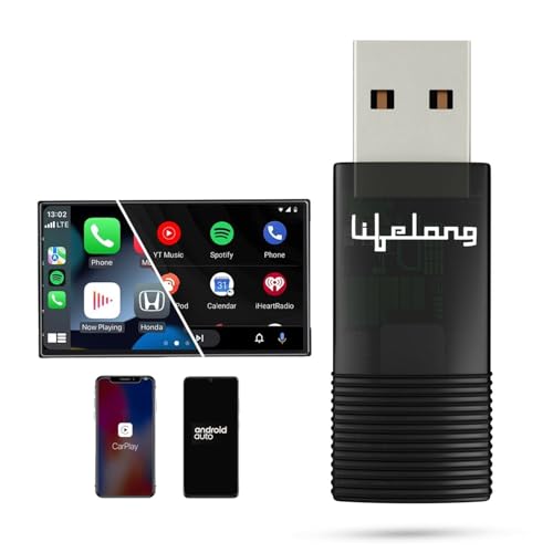 Lifelong 2-in-1 Wireless Android Auto & Wireless CarPlay Adapter for Car | for Android & iPhone/iOS | Converts Wired to Wireless | USB C/A | No App Needed | Stick Cast - Bluetooth & Wi-Fi (LLECA30)