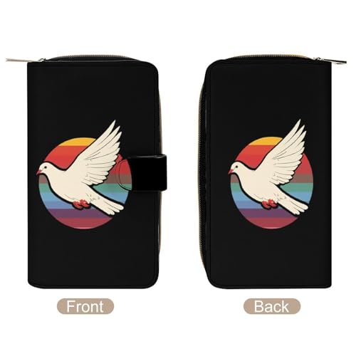 Retro Rainbow Pigeon Unisex Wallet Cute Elegant Long Slim Card Holder Case Minimalist Coin Purse Clutch Wallets3