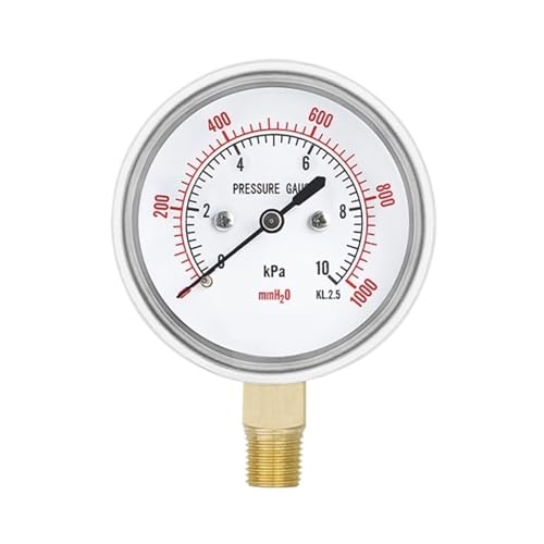 Mirco Low Diaph Pressure Gauges Manometer 2.5" 4 5 6 7 10 15 20kpa/mmH2o Bottom Natural Gas Industry(NPT 1-4,0-60kpa)