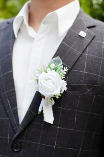Men Boutonniere for Wedding Single Groom Groomsmen Boutonniere image 5