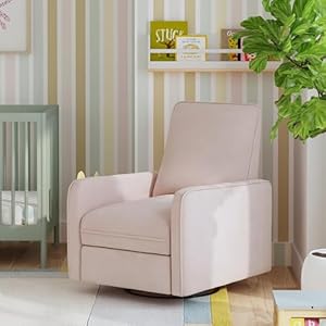 DaVinci Penny Recliner and Swivel Glider in Performance Pale Blush Pink Eco Weave Water Repellent Stain Resistant Greenguard Gold Certified CertiPUR US Certified