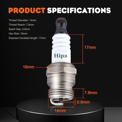 Image of Hipa 794-00055A Spark Plug Replaces MTD 794 00055A 753-06847 753-06193 794-00050 Champion RDJ7J DJ7J NGK BM6F Spark Plug (4 Pack)