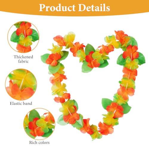 Aomig Hawaii Mottoparty Kostüme Set 4Pcs Hawaiian Hula Sets Hawaiianischer mit Halskette Blume Stirnband Armbänder für Mädchen Frauen Tropical Party FeierKostüm Cheerleading Strand Partys Ostern(Gelb)