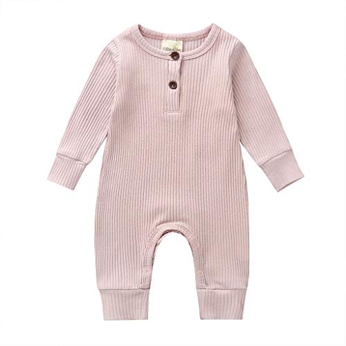 niceclould Newborn Baby Boy Girl Knitted Romper Jumpsuit Solid Long Sleeve Legging Bodysuit Playsuit Clothes Winter 0-18M (Pink, 0-3 Months)