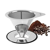 Mongdio Pour Over Coffee Dripper, Stainless Steel Coffee Dripper, Reusable Metal...