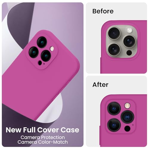 Image of FireNova Designed for iPhone 15 Pro Max Case, Silicone Upgraded [Camera Protection] Phone Case, Soft Anti-Scratch Microfiber Lining Inside, 6.7 inch, Shocking Pink