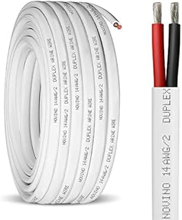 14 Gauge Marine Wire,100ft 14 AWG Duplex Marine Grade Wire Tinned Copper Boat Cable,Marine Electrical Wire for Boat/Marine/Automotive etc Outdoors Wiring