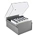 Acrimet 5 X 8 Card File Holder Organizer Metal Base Heavy Duty (AZ Index Cards and Divider Included) (Gray Color with Crystal Plastic Lid Cover)