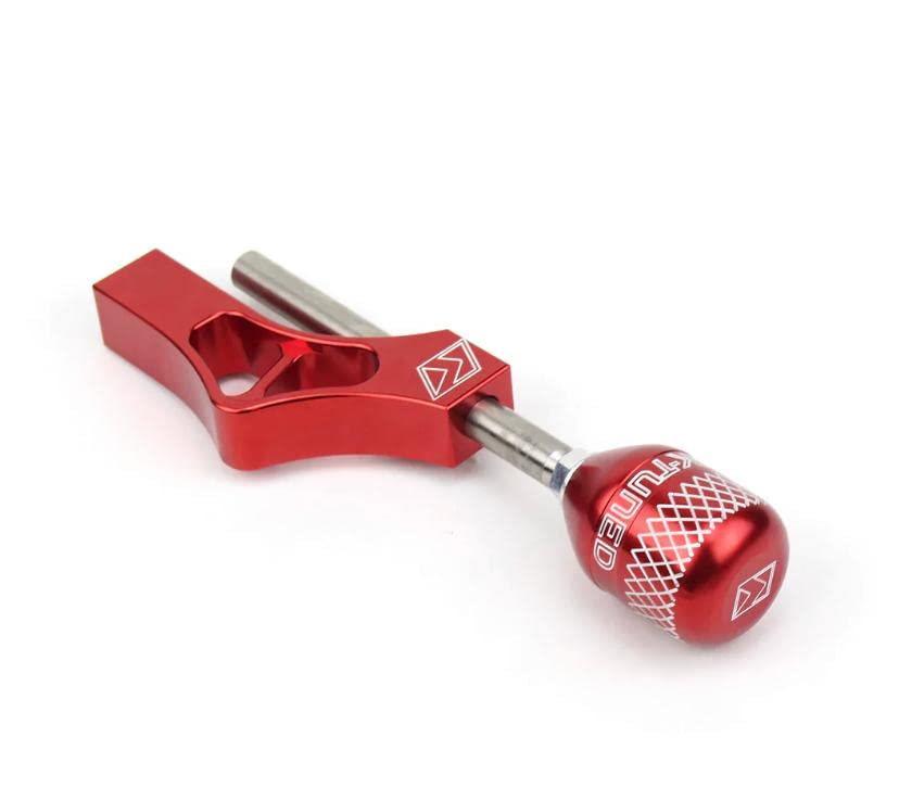 Image of AUTO MT Aluminium Unfinished Gear Shift Knob Adjustable Extender ++ Gear Shift KNOB Height Lever Extension Car Gear Shifter Extender Kit with 4 Adapters (RED GEAR Extension ++ RED GEAR KNOB)