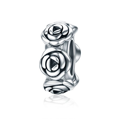 Image of ARTCHARM Rose Ring Spacer Charm 925 Sterling Silver Clip Charm Stopper Beads Charm fit Fashion Charms Bracelet & Necklace