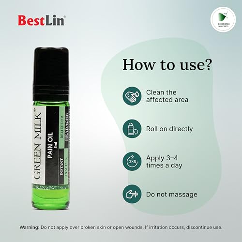 Image of Green Milk Pain Oil | Ayurvedic Pain Relief Oil | Natural Herbal Massage for Arthritis, Back Pain, Knee Pain, Muscle Pain & Joint Stiffness - 5ml Pack of 6