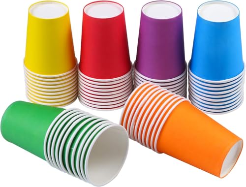 PIQIUQIU 60 Pièces Gobelets Carton Colorés, 250 ml Multicolore Verres Carton Jetables - Pour mariage, enfants, bricolage, fête