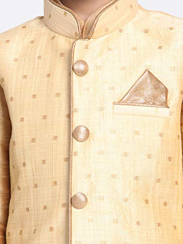Image of JBN Creation Boys' Gold Silk Blend Nehru Jacket (VASBJ009GO, for 18-24 Months)