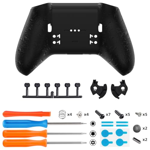 Image of eXtremeRate Replacement Bottom Shell Case for Xbox Elite Series 2 Controller, Textured Black Non-Slip Back Housing Shell, 3D Splashing Cover for Xbox Elite Series 2 Core Wireless Controller Model 1797