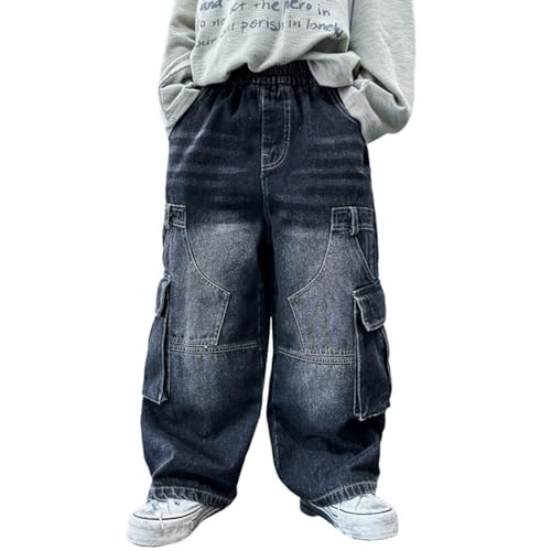 Jean cargo baggy garçons style urbain hip hop pantalon denim large 10-16 ans