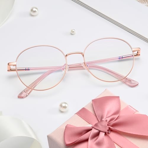 Image of Dollger Round Blue Light Blocking Glasses for Women Men Circle Clear Lens Metal Frame Computer Gaming Eyeglasses Blue Light Glasses