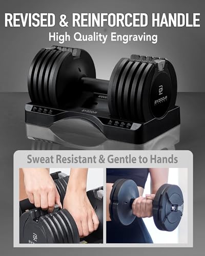 Image of BYZOOM FITNESS Pure Series Adjustable Dumbbell - 12.5 /25 /27.5 /50 /55 /75lb - ONE UNIT OR PAIR(check QTY before purchase) - 5-in-1 / 10-in-1 / 15-in-1 / 21-in-1 Flexible Hand Weights for Home Apartment Garage Gym, Strength Training & Fitness Workouts, White OR Black