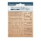 Stamperia International SCB141 Stamperia-Dekochips-Bauhaus-Schriften, Mehrfarbig, 14 x 14 cm