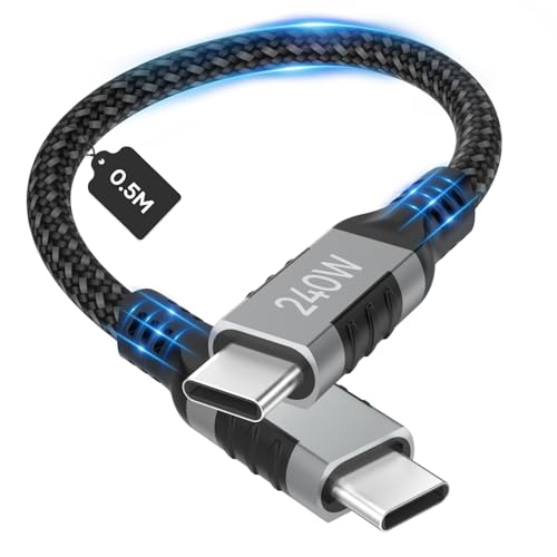 Zestiq Cable Cargador USB-C a USB-C 240W, Cable de Carga PD Tipo C, Cable USB-C de Carga Rápida para iPhone 17 16 15 Pro Max Plus, MacBook iPad Air, Samsung S25 S24 Ultra, Steam Deck - 0.5M