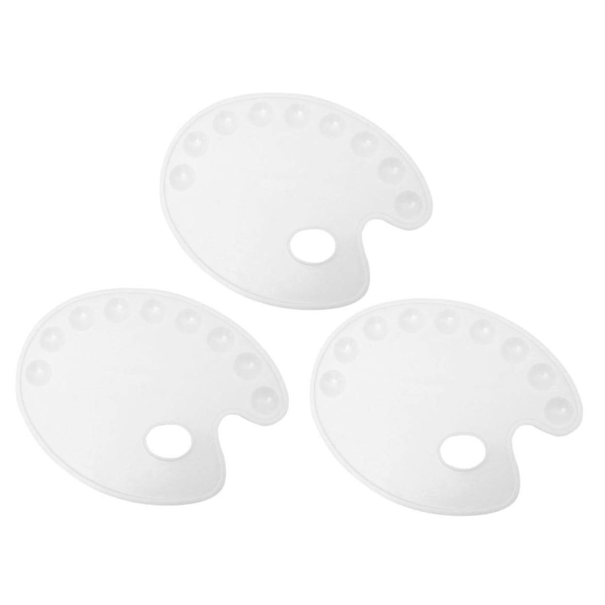 HOMSFOU Artists' Essential: 3pcs Plastic Mixing Tray 9 Holes Hand Grip Paint Plate Lightweight Portable Versatile for Acrylic Watercolor Oil Paints