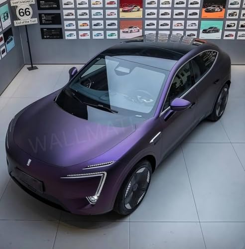 Image of WALLMATE Purple Mat Metallic Vinyl Car Wrap Self Adhesive Bubble Free Sticker for Car, Scooty, Cycle, Bike and Other Vihicle Interior & Exterior Decoration (Purple Metallic, 20X120 in)