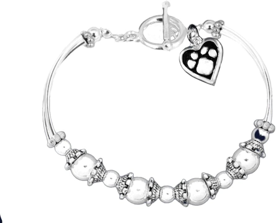 Dog Charm Partial Beaded/Beaded Bracelet - Paw Print Jewelry- Dog Lovers Bracelet- Dog Owner Bracelet - Gift for Dog Lovers