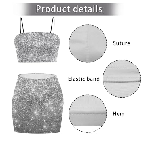 Image of Biyejit Women's 2 Piece Summer Outfits Spaghetti Strap Crop Tops and Bodycon Mini Skirt Dress Set Plus Size S-4XL
