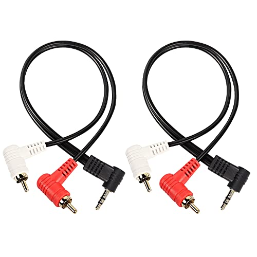 XMSJSIY 90 Degree Right Angle 3.5mm to 2 RCA Cable, Angle 1/8