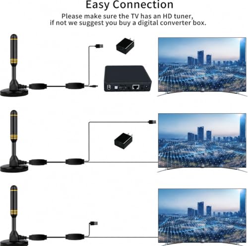 Image of Indoor TV Antenna with 2 Signal Boosters & 32FT Cable - Digital Antenna for Smart TV, Magnetic Base, Supports 4K 1080p - Dual Amplifiers for Long Range Reception of Local Channels(Gold)