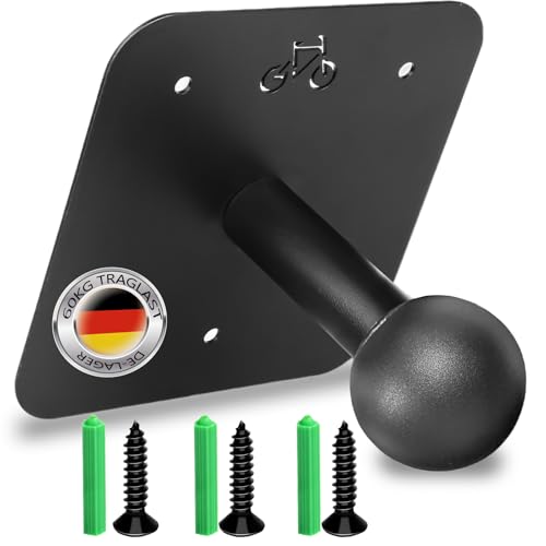 Sorlpv Fahrradträger Wandhalterung inkl. Hochwertigem Montageset Universell Kugelkopf Fahrrad Heckträger Wand-Halter 60kg Traglast (Schwarz)