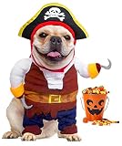 Dog Cat Pirate Costumes- Caribbean Style Pet Dressing up Cosplay Party Costume with Hat Small to Med