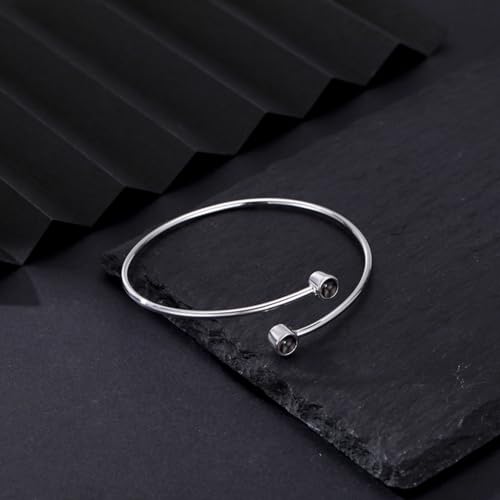 Custom Photo Projection Bracelet Personalized Double Photo Bracelets with Picture Inside 2 Circle Picture Bracelet Open Cuff Round Charm Bangle for Women Men Couples4