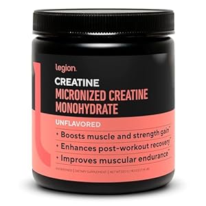 LEGION Micronized Creatine Monohydrate Supplement – Clean Creatine Powder for Muscle Gain & Post Workout Recovery – Micronized Creatine Supplement for Maximum Absorption (100 Servings, Unflavored)