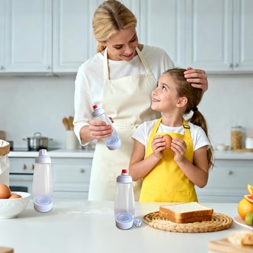 2 Packs of Pancake Batter Dispenser,1000ml Squeeze Pancake Dispenser | Mixer Bottle with Stainless Steel wire Ball,Suitable for Pancakes Crepes Waffle Muffins Qatayef Cupcak - image 6