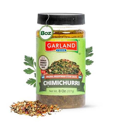 Garland Food Chimichurri Sauce 8 Oz - Made In The Usa - Authentic Argentinian Chimichurri Sauce & Seasoning, Perfect For Steak & Flavorful Dishes