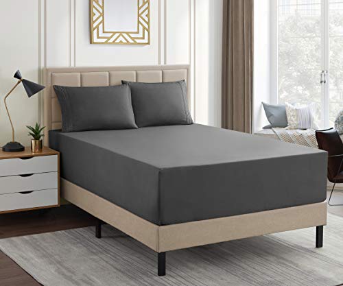 Image of 1500 Supreme Collection Extra Deep Pocket Sheets Set - Luxury Soft Bed Sheets, Wrinkle Free, Bedding, Over 40 Colors, 21 inch Extra Deep Pocket, King, Gray