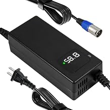 58.8V 2A Charger 3 Pin XLR Connector for 52V Lithium Batteries,Power Adapter Features HD Display of Current Charging Voltage, Smart Shut-Off Fully Charged