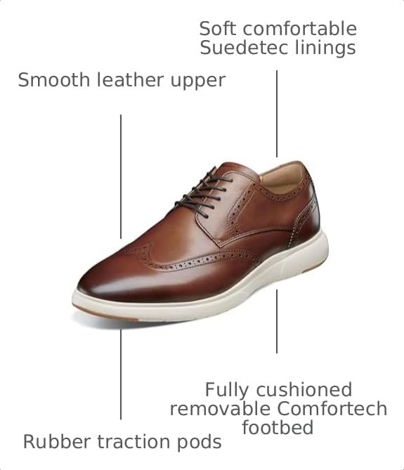 Image of Florsheim Men's Dynamo Wingtip Oxford, Cognac Multi, 11 Medium