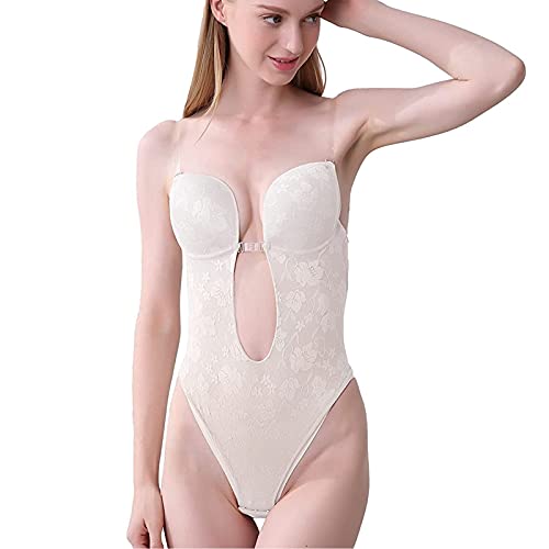 Body gainant sans couture ZR98US avec soutien gorge intégré string dentelle dos nu