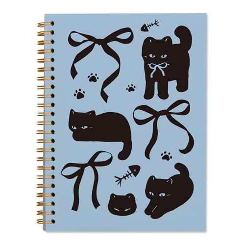 Carnet à spirale bleu au motif chat preppy pour confier vos pensées et secrets avec douceur