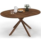 IDMarket Alix – Mesa de comedor extensible redonda 4-8 personas, pie araña nogal 110-150 cm