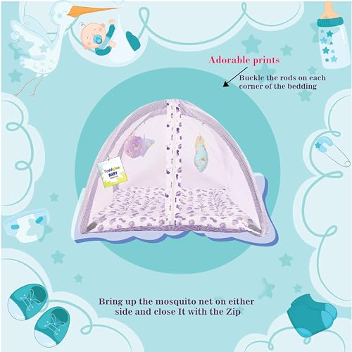 Image of Toddylon Baby Bed New Born Baby Bedding Set Combo of Baby Mattress with Mosquito Net | Carry Bag | Cotton Beds | Carry Bag | Unisex Infants (0-6 Months) (2PCS Set)