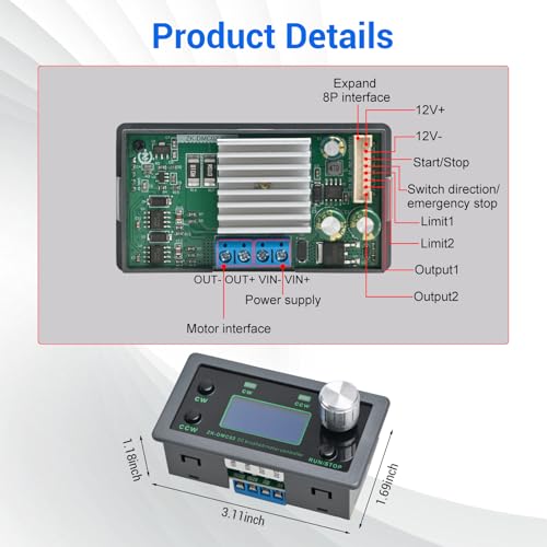 BANRIA PWM DC Motor Speed Controller 12V–30V 10A Variable Speed Regulator, Forward Reverse Motor Control Module with Delay Timer, Limit Switch Input, 23 Modes, Memory Function
