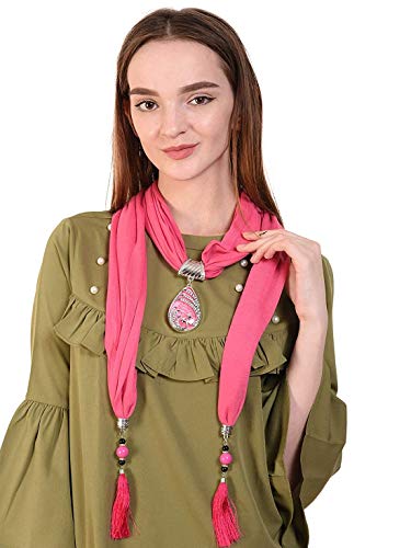 Women's Printed Pendant Necklace Scarf Hijab Stall Wrap Muffler (Multicolor,S06)